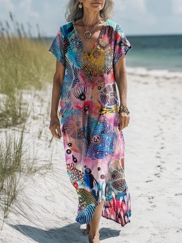 Joanna - Elegant Ocean-Themed Pocket Dress
