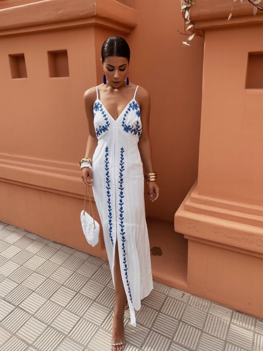 Alessandra™ | Embroidered Spaghetti Strap Dress