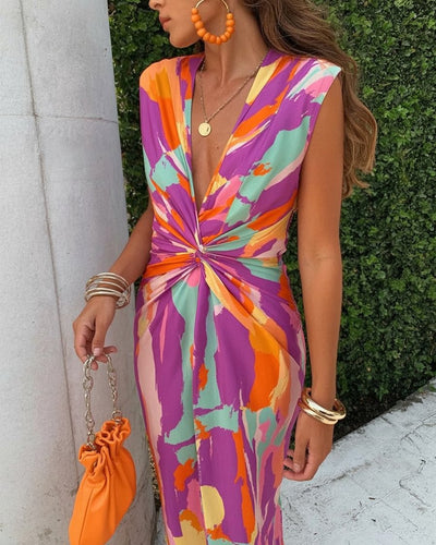 Élodie™ | Long Sleeveless Dress with Knot
