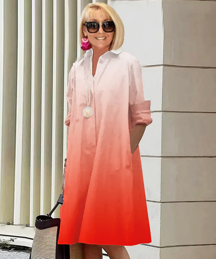 Nori | Elegant Shirt Dress with Gradient