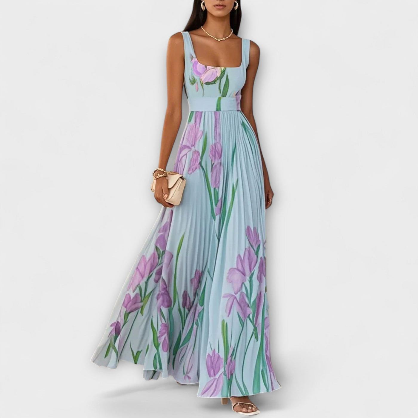 Leora | Empire-Waist Pleated Maxi Dress