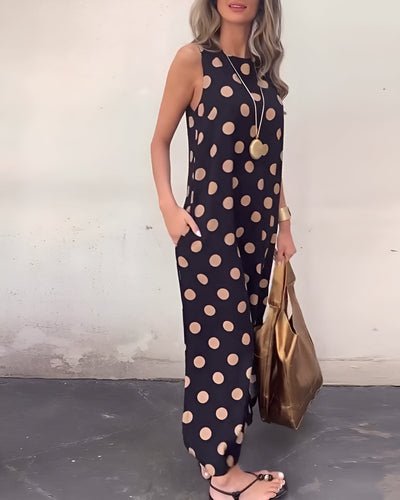 Roxane | Maxi Dress with Slit and Polka Dots
