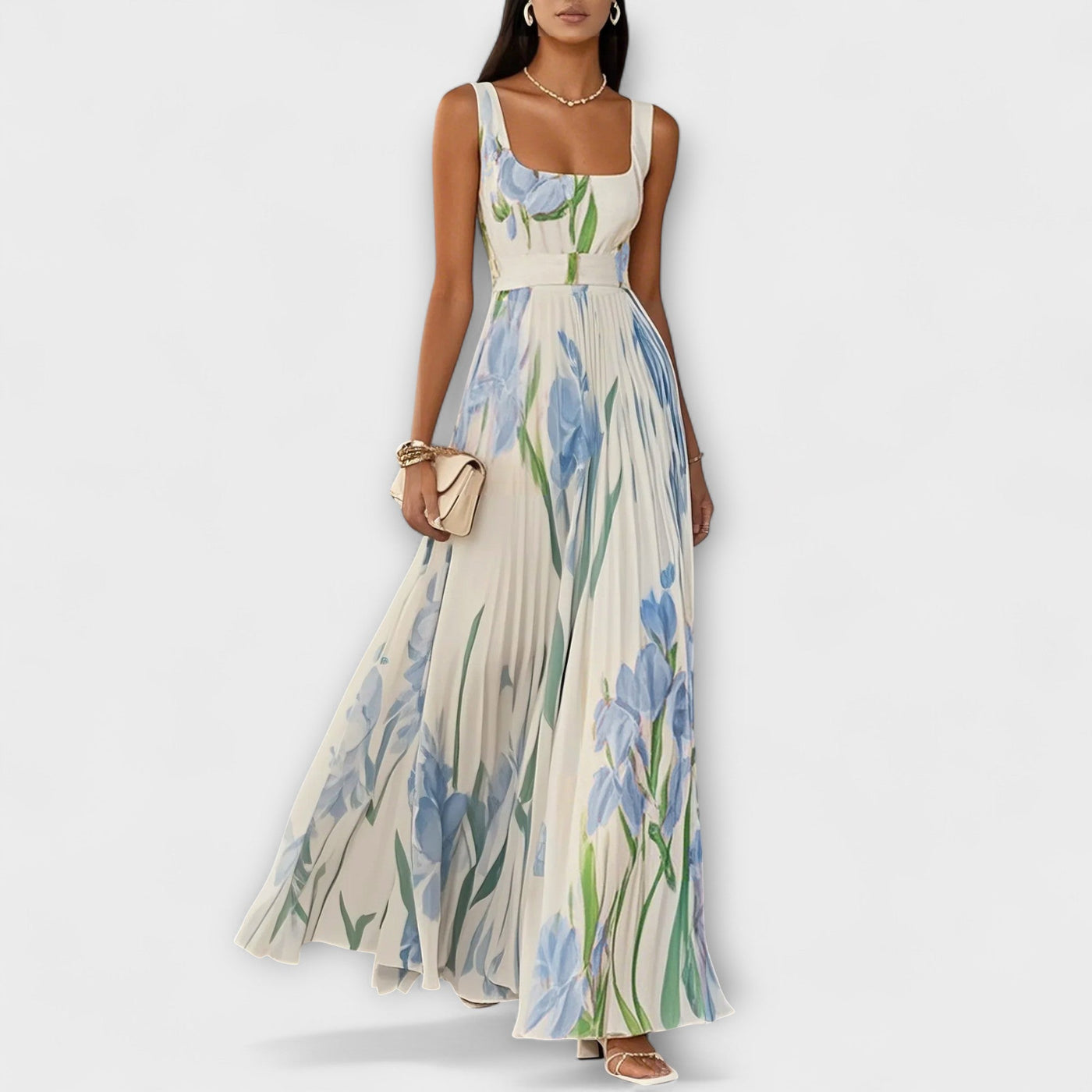 Leora | Empire-Waist Pleated Maxi Dress