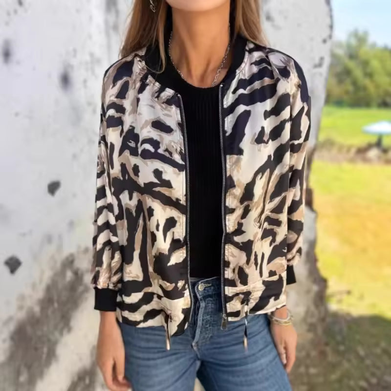 Lacey | Zebra Print Zip Jacket