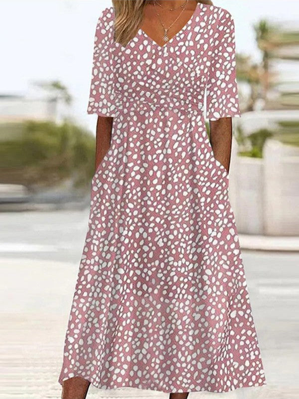Colette | Pink Polka Dot Midi Dress