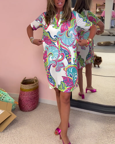 Gaëlle | Light Printed Dress with V-Neck