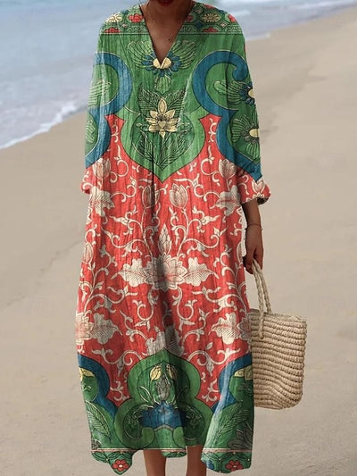 Elodie | Vintage Floral V-Neck Dress