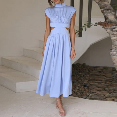 ALYSÉE | Elegant Summer Dress with High Collar and Flowing Cut