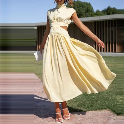 ALYSÉE | Elegant Summer Dress with High Collar and Flowing Cut