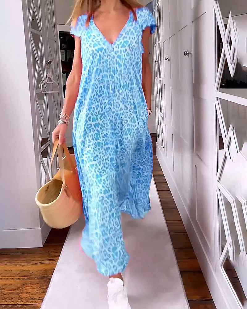 Noémie | Colorful Summer Dress with V-Neck and Short Sleeves