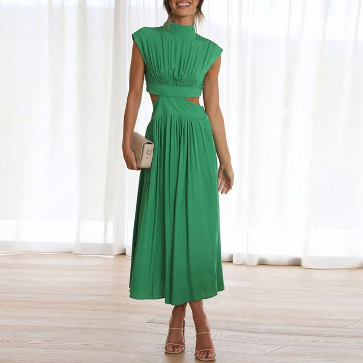 ALYSÉE | Elegant Summer Dress with High Collar and Flowing Cut