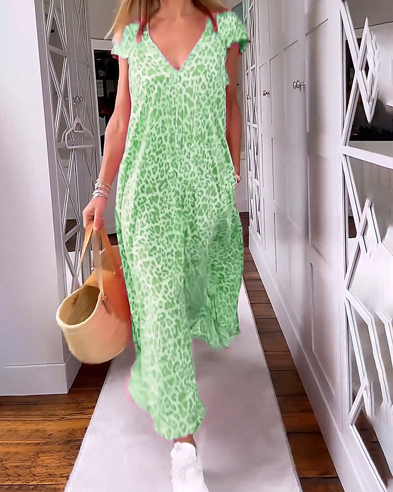 Noémie | Colorful Summer Dress with V-Neck and Short Sleeves