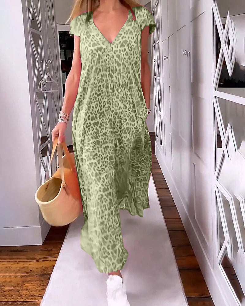 Noémie | Colorful Summer Dress with V-Neck and Short Sleeves