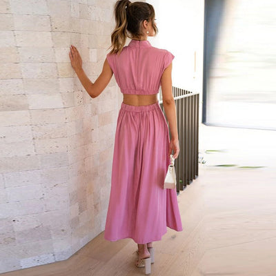 ALYSÉE | Elegant Summer Dress with High Collar and Flowing Cut