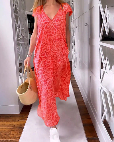 Noémie | Colorful Summer Dress with V-Neck and Short Sleeves