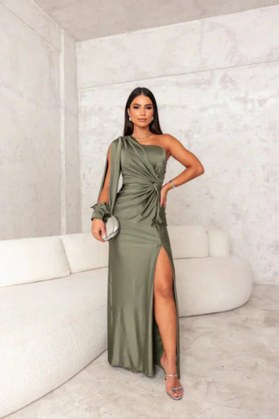 Valeria | Asymmetrical Satin Dress