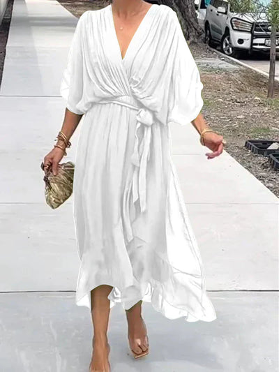 Monica | Silk Chiffon Dress with V-Neck