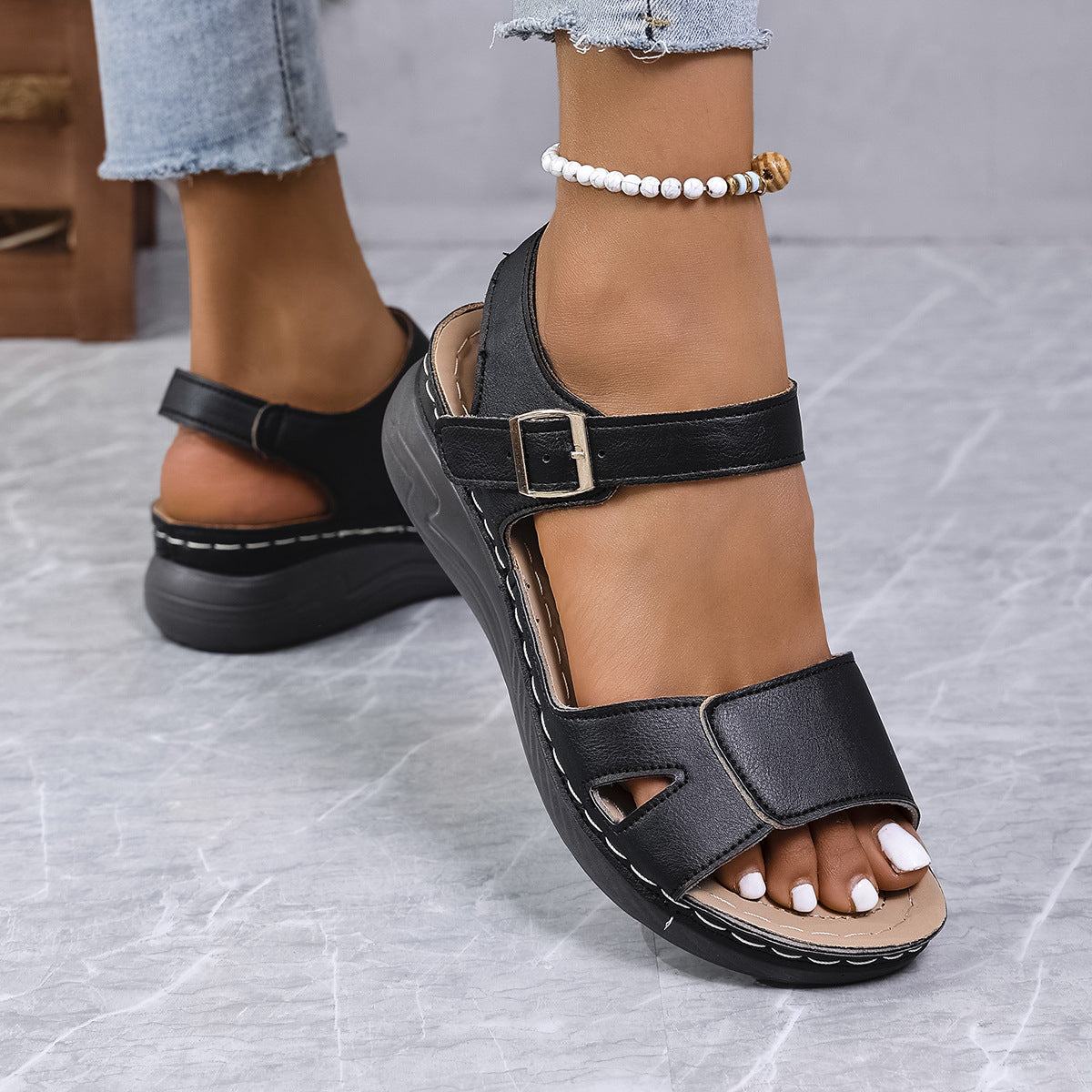 Linea™ orthopedic sandals with wedge heel