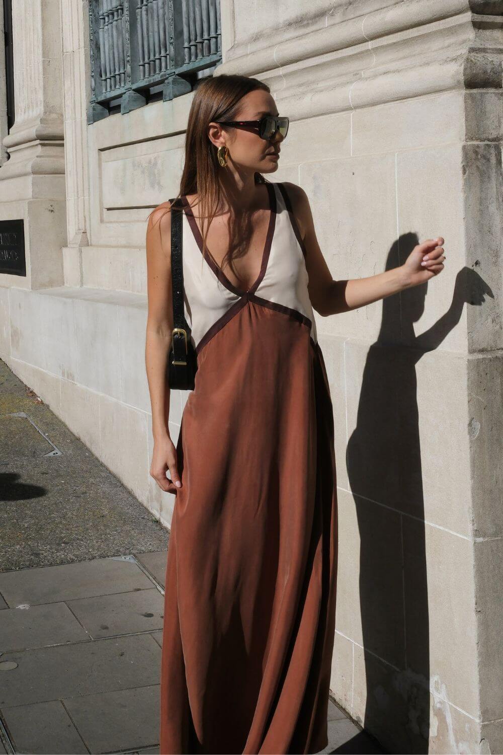 Agate | Midi Dress with Flattering V-Neck in Suede Effect