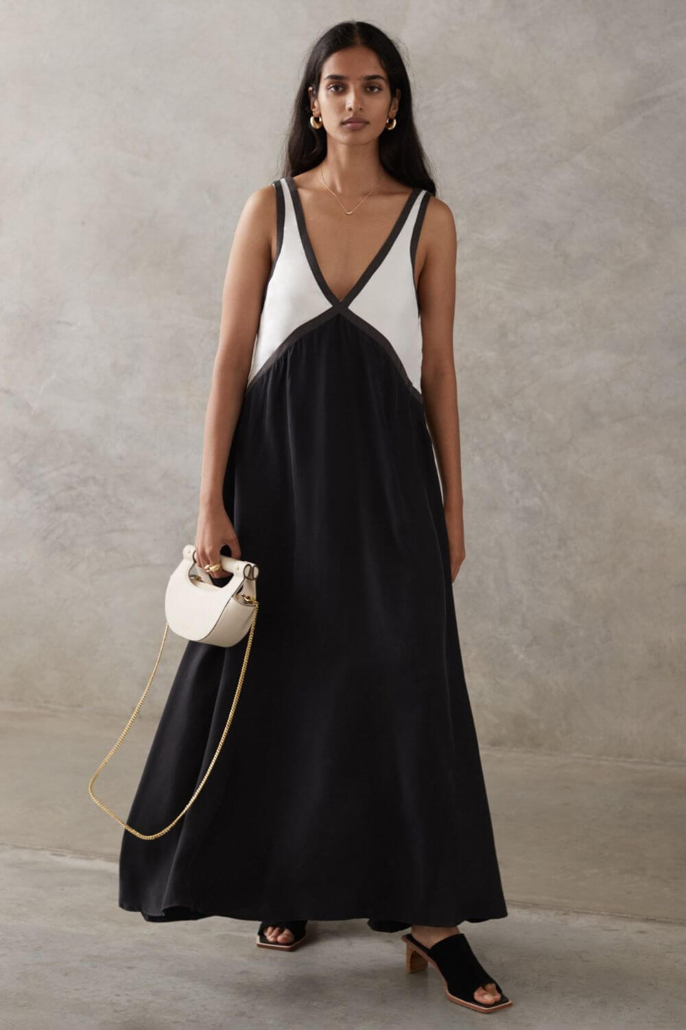 Agate | Midi Dress with Flattering V-Neck in Suede Effect