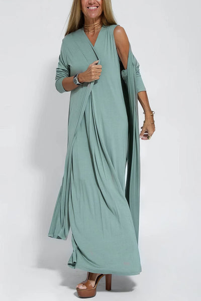 ELISE | Elegant Long Dress with Free Cardigan