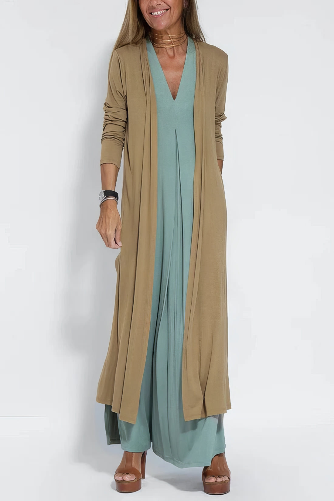 ELISE | Elegant Long Dress with Free Cardigan